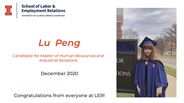 Lu Peng - Candidate for Master of Human Resources and Industrial Relations - December 2020 - Congratulations from everyone at LER!