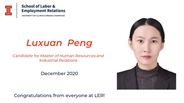 Luxuan Peng - Candidate for Master of Human Resources and Industrial Relations - December 2020 - Congratulations from everyone at LER!