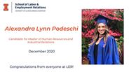 Alexandra Podeschi - Candidate for Master of Human Resources and Industrial Relations - December 2020 - Congratulations from everyone at LER!