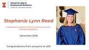 Stephanie Reed - Candidate for Master of Human Resources and Industrial Relations - December 2020 - Congratulations from everyone at LER!