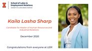 Kaila Sharp - Candidate for Master of Human Resources and Industrial Relations - December 2020 - Congratulations from everyone at LER!