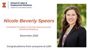 Nicole Spears - Candidate for Master of Human Resources and Industrial Relations - December 2020 - Congratulations from everyone at LER!