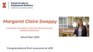 Margaret Sweppy - Candidate for Master of Human Resources and Industrial Relations - December 2020 - Congratulations from everyone at LER!
