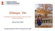 Chenyu Yin - Candidate for Master of Human Resources and Industrial Relations - December 2020 - Congratulations from everyone at LER!