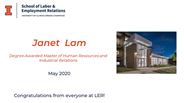 Janet Lam - Degree Awarded Master of Human Resources and Industrial Relations - May 2020 - Congratulations from everyone at LER!