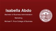 Isabella Abdo - Isabella Abdo - Bachelor of Business Administration - Marketing - Michael F. Price College of Business