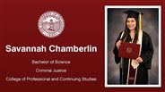 Savannah Chamberlin - Bachelor of Science - Criminal Justice - College of Professional and Continuing Studies