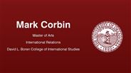Mark Corbin - Master of Arts - International Relations - David L. Boren College of International Studies