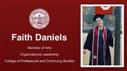 Faith Daniels - Bachelor of Arts - Organizational Leadership - College of Professional and Continuing Studies