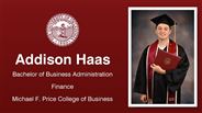 Addison Haas - Bachelor of Business Administration - Finance - Michael F. Price College of Business