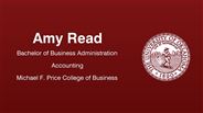 Amy Read - Amy Read - Bachelor of Business Administration - Accounting - Michael F. Price College of Business