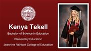 Kenya Tekell - Bachelor of Science in Education - Elementary Education - Jeannine Rainbolt College of Education