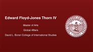 Edward Floyd-Jones Thorn IV - Master of Arts - Global Affairs - David L. Boren College of International Studies