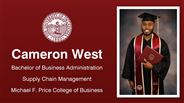 Cameron West - Bachelor of Business Administration - Supply Chain Management - Michael F. Price College of Business