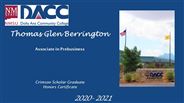 Thomas Glen Berrington - Crimson Scholar Graduate - Honors Certificate