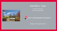 Danielle L. Saar - Bachelor of Science - Environmental Studies