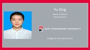 Yu Xing - Master of Science - General Science