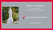 Adam J. Eisenberg - Master of Education - Professional & Secondary Education