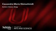 Cassandra Kleinschmidt - Cassandra Marie Kleinschmidt - Bachelor of Science - Biology
