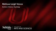 Melissa Vance - Melissa Leigh Vance - Bachelor of Science - Psychology