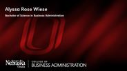 Alyssa Wiese - Alyssa Rose Wiese - Bachelor of Science in Business Administration