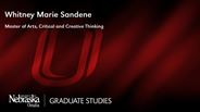 Whitney Sandene - Whitney Marie Sandene - Master of Arts - Critical and Creative Thinking 