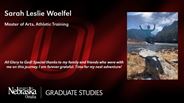 Sarah Woelfel - Sarah Leslie Woelfel - Master of Arts - Athletic Training 