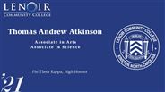 Thomas Atkinson - Andrew - Phi Theta Kappa, High Honors