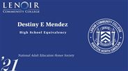 Destiny Mendez - E - National Adult Education Honor Society